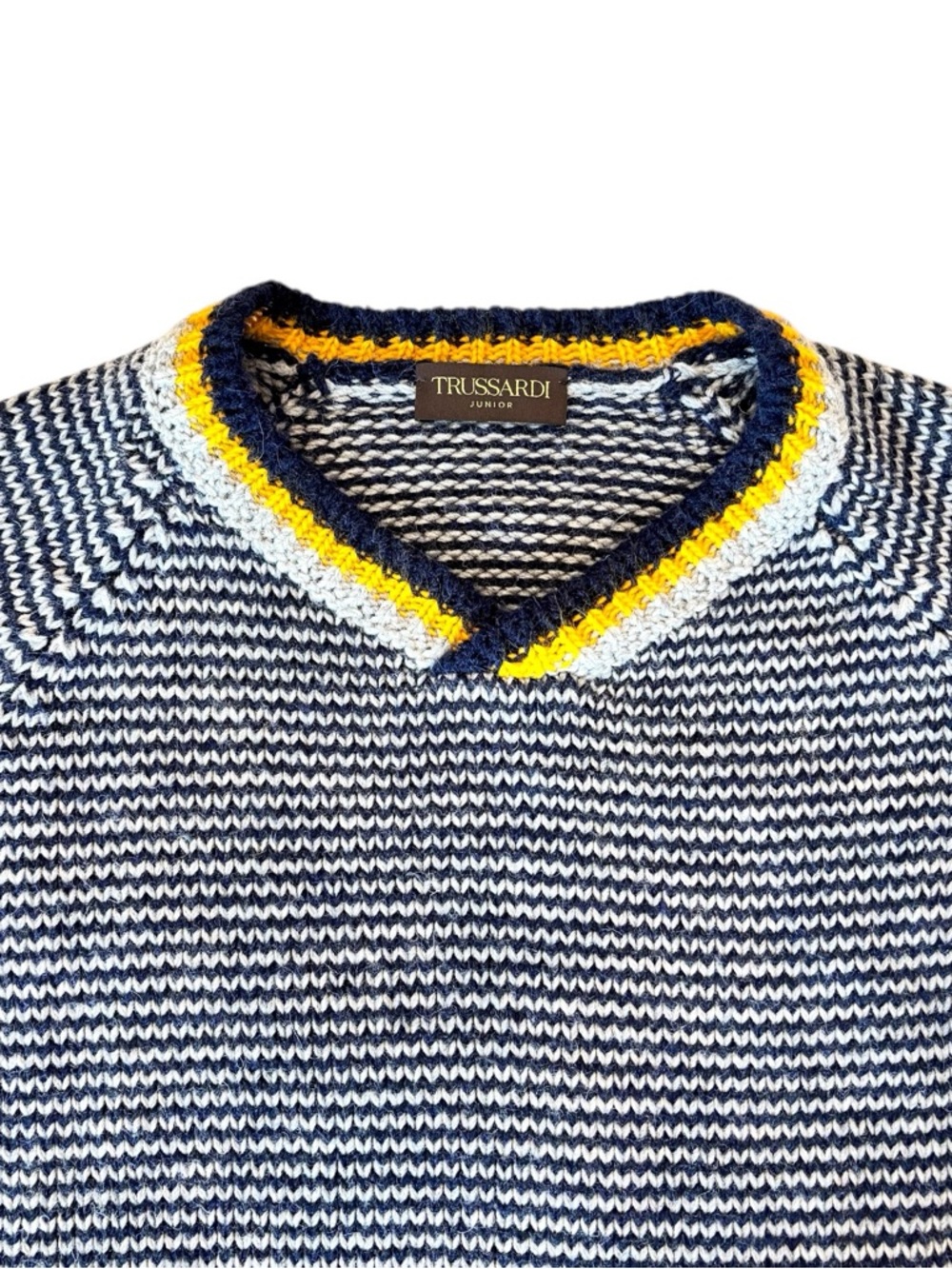 Trussardi Junior Sweater Unisex Italian Wool Blend Designer Knit EU V-Neck 14 - Picture 5 of 15